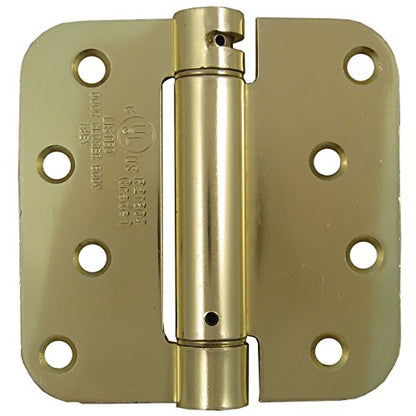 Self Closing Spring Door Hinges Bright Brass 4 Inch - 5/8 Radius 2-Pack - color: Bright Brass