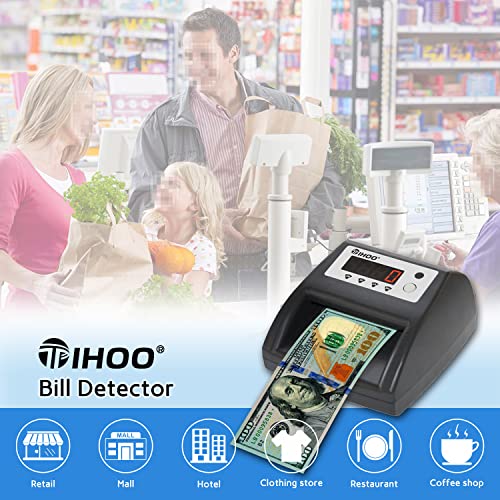 Automatic Money Counter with UV MG IR Size Image Counterfeit Detection, Counterfeit Bill Detector for USD and EUR, Currency Value Checker Scanner, Black - style: USD&EUR