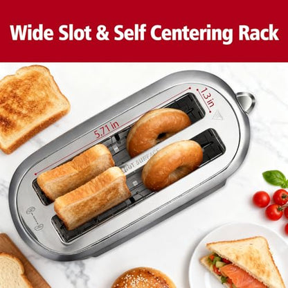 Tesslux 4 Slice Toaster, Touchscreen, 1.5" Long Wide Slot, 1300W, Sliver - color: sliver