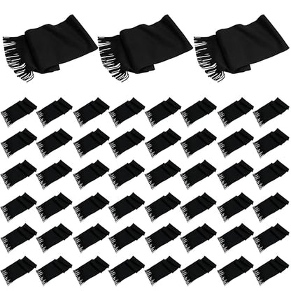 48 Pack Winter Scarves, Warm Winter Fleece Scarf Bulk Wholesale Donation Unisex Men Women - color: Black