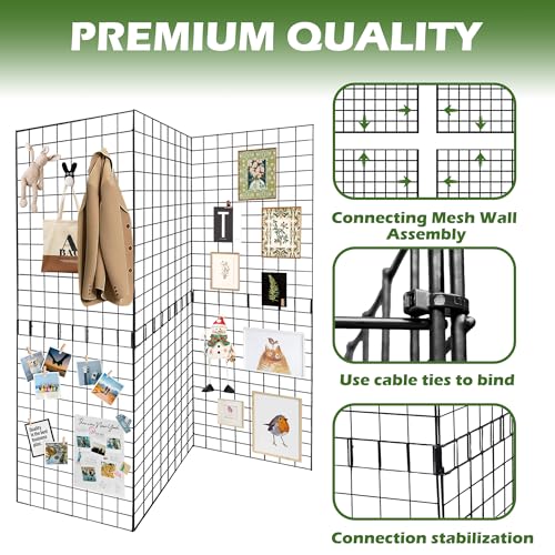 Grid Wall Panels 3 Pcs, Commercial Grade Gridwall Panels, Metal Grid Wall Panel Display Stand, You Can DIY 6 Pack 2'x3' or 3 Pack 2'x6' (Black) - color: Black