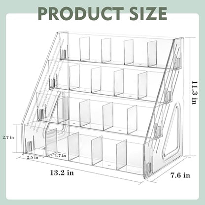 Sticker Display Stand, 4-Tier Acrylic Bookmark Holder Organizer - size: 4 Tier 20 Pockets