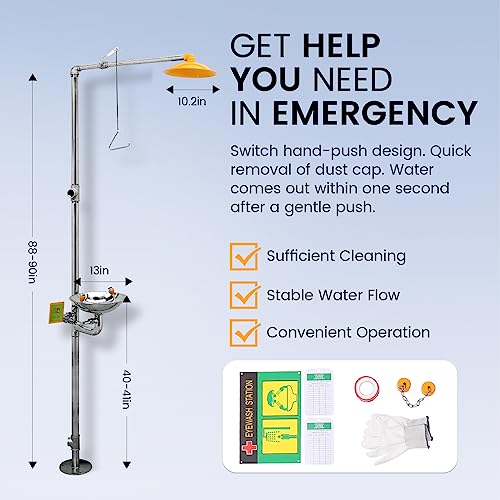 Emergency Eye Wash Station, Integrated Eyewash and Shower System