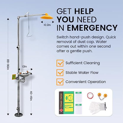 Emergency Eye Wash Station, Integrated Eyewash and Shower System