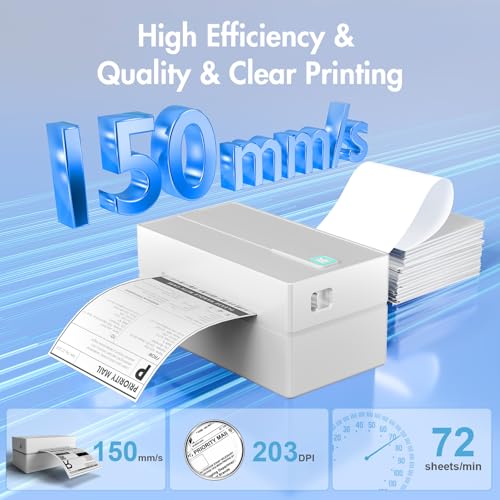 Thermal Shipping Label Printer 4x6 Bluetooth Label Maker for Small Business - color: White