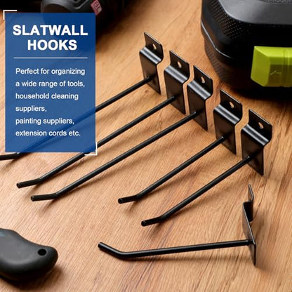 Moxweyeni 50 Packs Slatwall Hooks 4 Inch 6 Inch, Black - color: Black