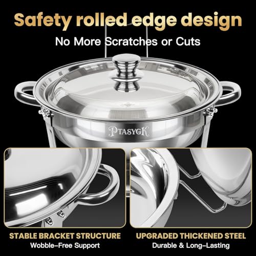 Round Chafing Dishes Buffet 3 Pack 5QT Silver Stainless Steel Lid - size: Silver-3 PACK