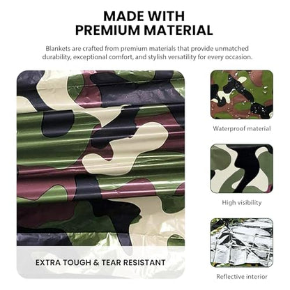 Primacare CB-6842-10 Emergency Mylar Thermal Blankets 10 Pack – 84"x52" Waterproof Space Blankets for Survival, First Aid, Camping, Hiking, Outdoor & Emergency Use – Lightweight Camouflage Design - color: Camouflage