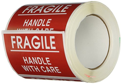 TapeCase Shipping Packing Labels"Fragile/Handle with Care", Red/White - 500 per Pack (1 Pack) - style: SHIPLBL-037