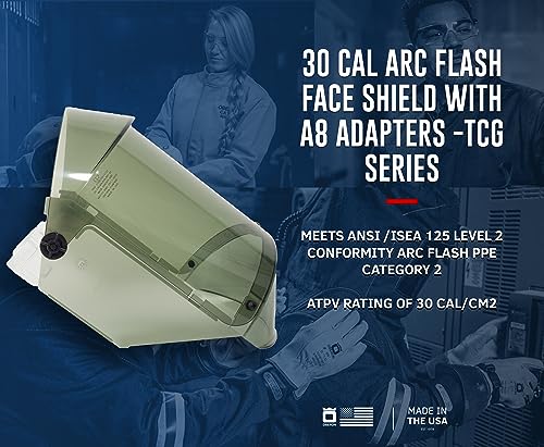 Oberon Arc Flash Face Shield - 30 Cal - Hard Cap and Adapter Options - TCG Series - size: 30 Cal, style: A8 Adapters