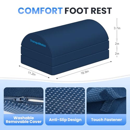TranquilRelax Foot Rest Under Desk, 3-Height Adjustable Foot Stool, Blue - color: Blue, size: X-Large