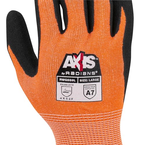 Radians RWG559 Axis Cut Protection Level A6 Sandy Nitrile Coated Palm Glove