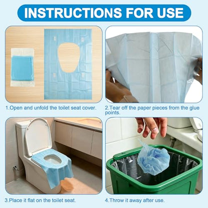 Disposable Toilet Seat Cover (60 Pack) - XL for Adults and Kids, 100% Biodegradable Travel Supplies Essentials for Public Restrooms, Airplane, Camping, Festivals-Non-woven Fabric - color: Non-woven Fabric