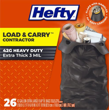 Hefty Heavy Duty Trash Bags, Large | 42 Gallon | For Contractors | 26 Count, Pack of 2 - size: 26 Count (Pack of 2)