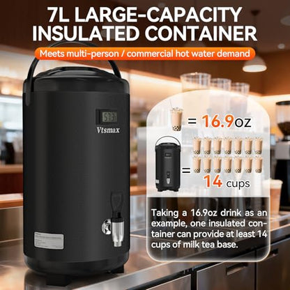 Commercial 2-Gallon Beverage Dispenser with Temperature Display, Black - color: Black, size: Standard Model