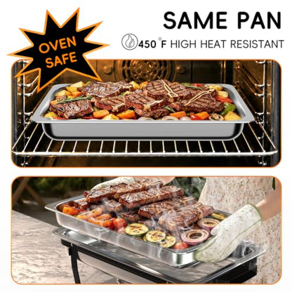 Sifer 11Qt Chafing Dishes for Buffet, No Any Screws, 4 Pack, Black - color: Black