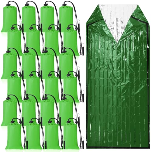 Qunclay 24 Set Emergency Sleeping Bag Survival Bivvy Sack Whistles - color: Green
