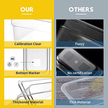 BIEAMA 6 Pack 1/2 Size 6" Deep NSF Polycarbonate Food Pans with Lids - color: 1/2 Size, size: 6" Deep