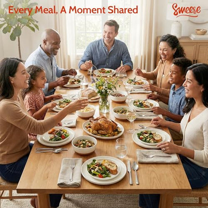 Sweese Porcelain Dinnerware Sets, Handpainted Plates and Bowls Set for 6, Scratch Resistant Dinner Set, Dishwasher and Oven Microwave Safe Dishes Set,White - color: White