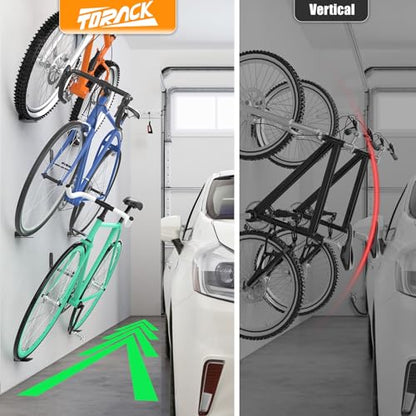 TORACK Wall-mounted Bike Pedal Hanger, Garage Wall Horizontal Bike Rack - style: 2 Pack