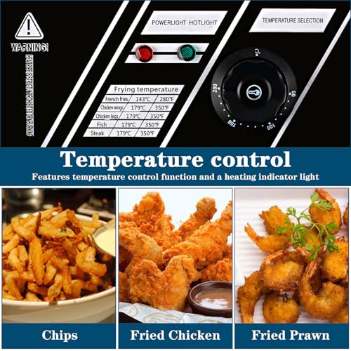 10QT Electric Deep Fryer, 2500W Commercial Stainless Steel Single Tank Countertop Fryer with Basket & Lid, Temperature Control for Restaurant, Food Truck & Home Use - size: 10QT