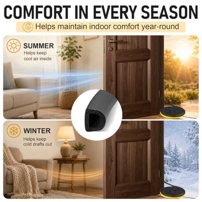 Large Gap D-Shaped Weather Stripping Door Seal, 20 FT, Black - color: Black
