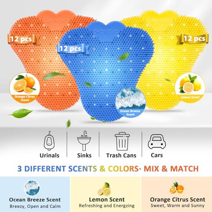 CHONOVO Urinal Screen Deodorizer, 7.2” Urinal Cake 36 Pack with 3 Scent - color: 36 Pack
