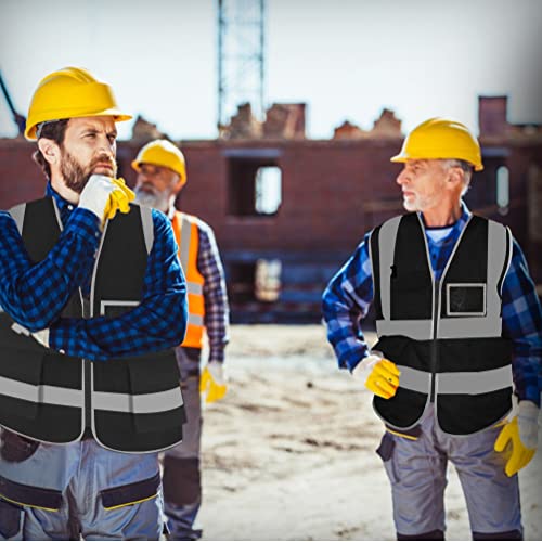 FEimaX High Visibility Safety Vest Mesh Work Vests with Reflective Strips - color: Black, size: Medium