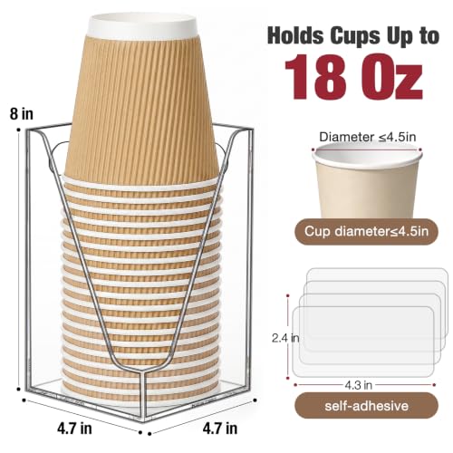 Cup Dispenser, Wall Mount Cup Holder for Water Cooler Fit Up to18oz Cups - color: Large
