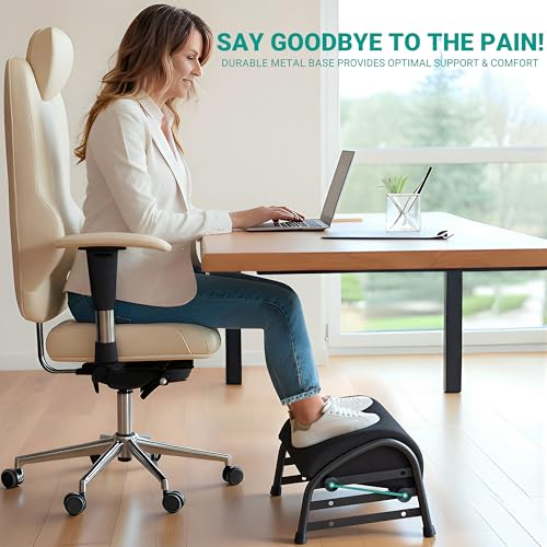 YEASHEIN Adjustable Foot Rest for Under Desk at Work, Ergonomic Foot Stools - color: Black