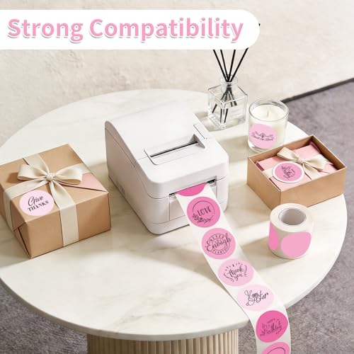 500 Labels/Roll 2" Gradient Pink Round Thermal Labels, Waterproof Circle Blank Thermal Sticker Compatible with Direct Thermal Label Printers for DIY Logo Designs, Thank You, Small Business - color: Pink Gradient, size: 2 Inch