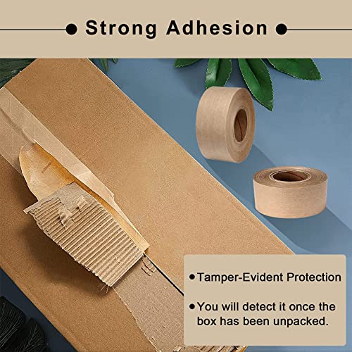TooCust Water Activated Tape Fiber Reinforced Packing Tape Kraft Tape 2”X 165 feet Per Roll Brown Tape Gummed Paper Tape for Heavy Duty Packaging and Shipping Writable