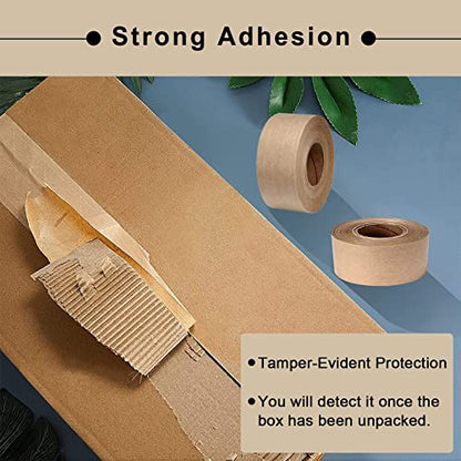 TooCust Water Activated Tape Fiber Reinforced Packing Tape Kraft Tape 2”X 165 feet Per Roll Brown Tape Gummed Paper Tape for Heavy Duty Packaging and Shipping Writable