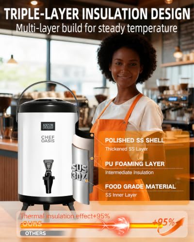 Insulated Beverage Dispenser 3 Gallon,Hot&Cold Drink Dispenser with Spigot,LCD Thermometer,Stainless Steel Triple-Layer Insulation,for Tea Coffee Milk Juice,Party Buffet(Silver, 2 Pack) - color: Silver, size: 2 Pack