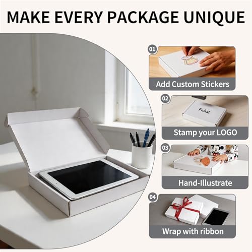 Fishat 11" x 8" x 2" White Corrugated Cardboard Shipping Boxes Set of 25 - size: 11" x 8" x 2"