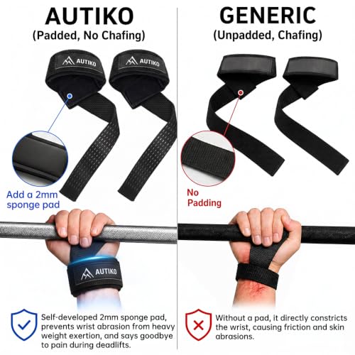 Lifting Straps for Weightlifting Padded Wrist Straps for Gym - color: Black