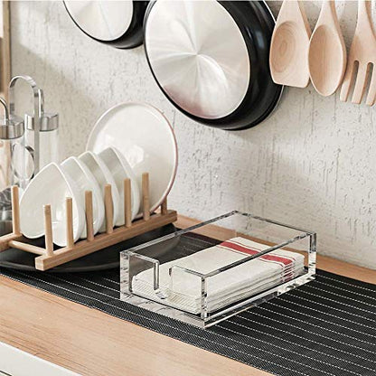 IEEK Acrylic Guest Towel Napkin Holder,Clear Bathroom Paper Hand Towels Storage Tray Modern Buffet Napkin Caddy,Fancy Flat Napkin Holders For Kitchen or Dining Room,9x5.5x2.5 Inch,Pack of 1 - size: 9x5.5x2.5 Inch Guest Towel Napkin Holder