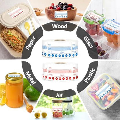 2 Rolls 1000 Pcs 1 X 2 inch Removable Food Date Sticker Labels, Easy to Write for Freezer, Refrigerator Food Containers Date Sticker, Leftover Labels (Blue-Red-Spanish-Week) - style: Blue-Red-Spanish-week