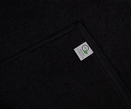 Salon Towels – Pack of 24 (16"x27") 100% Cotton Ring Spun (Not Bleach Proof) Ultra Soft, Highly Absorbent Hand Towels – Bulk for Spa, Gym & Salon (Black) - color: Black