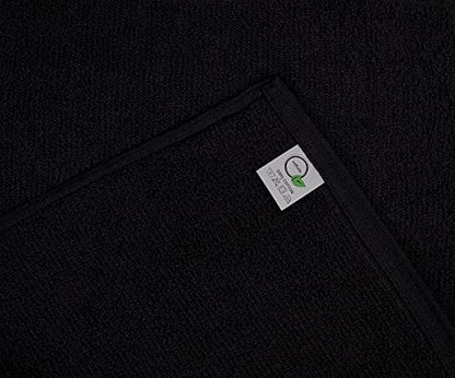 Salon Towels – Pack of 24 (16"x27") 100% Cotton Ring Spun (Not Bleach Proof) Ultra Soft, Highly Absorbent Hand Towels – Bulk for Spa, Gym & Salon (Black) - color: Black