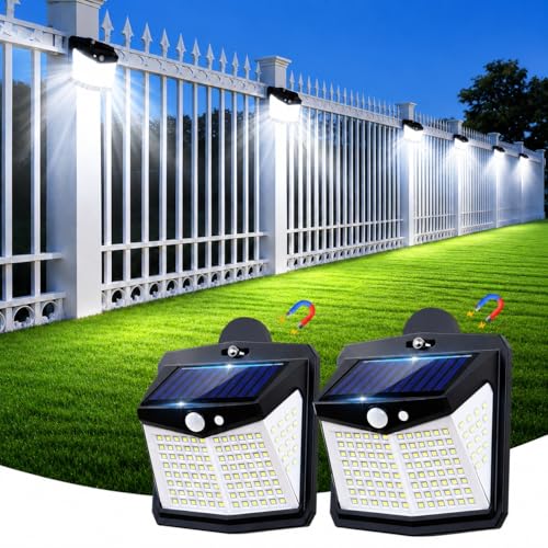 128 LED Magnetic Solar Lights Outdoor, Motion Sensor, 2 Pack - color: Magnetic Mount, size: 2Pack
