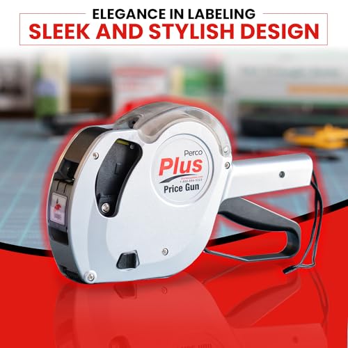 Perco Plus 1-Line Price Marking Gun with Labels Kit - Compares to Monarch 1131-01 Band Includes 1-Line 8-Character Band Price Labeler Gun, 9,000 Blank White Labels, a Label Scraper, and an Extra Inker - style: Price Gun Kit