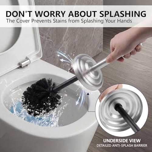 Stainless Steel Toilet Bowl Brush and Holder Set for Bathroom Long Handle - color: Brushed Nickel