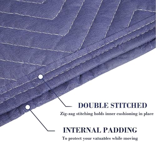 1 Pack Moving Blankets Heavy Duty 80"x72" Quilted Packing Blankets for Moving Furniture Padded Shipping Furniture Mover Blue - size: 1pack
