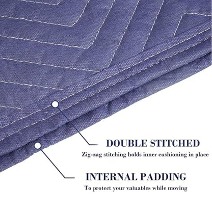 1 Pack Moving Blankets Heavy Duty 80"x72" Quilted Packing Blankets for Moving Furniture Padded Shipping Furniture Mover Blue - size: 1pack