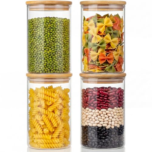 32 oz Round Glass Food Storage Containers with Airtight Bamboo Lids, 4 Pack - color: 32oz 4 Pack