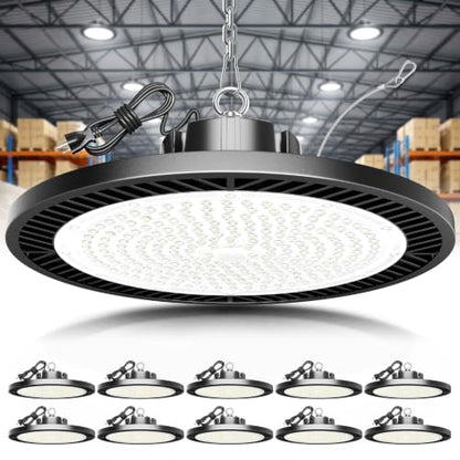 ELEKICO 200W Highbay Led Shop Light 32000LM 5000K 110V-277V Shop Lighting - size: 200W-10-PACK
