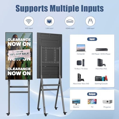 MWE 43 Inch Mobile Digital Signage Display Kiosk with Flight Case, Portable Digital Poster with Screen Mirroring App Publishing, Advertising Display Kiosk, Android OS - style: NonTouch-Screen