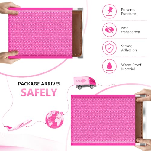Bubble Mailers 52 Pack 8.5x12inch Rose Poly Mailers Self-Seal Padded Envelopes Waterproof Bubble Opaque Padded Mailers Shipping Bags for Businesses to Pack and Mail Jewelry Cosmetics - size: 8.5x12-52pack