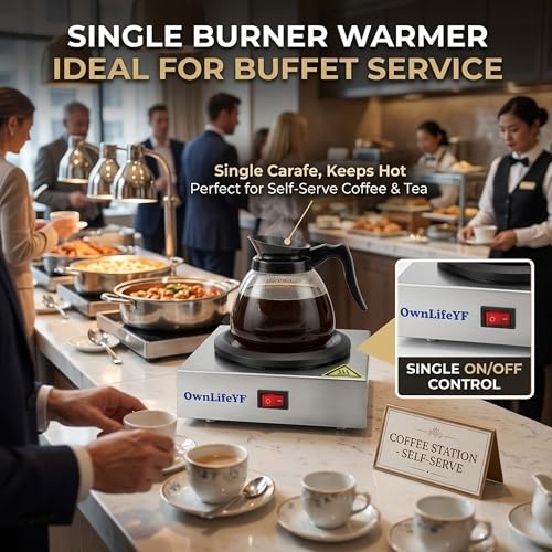 Commercial Coffee Pot Warmer 176℉, Stainless Steel Single Burner Plate